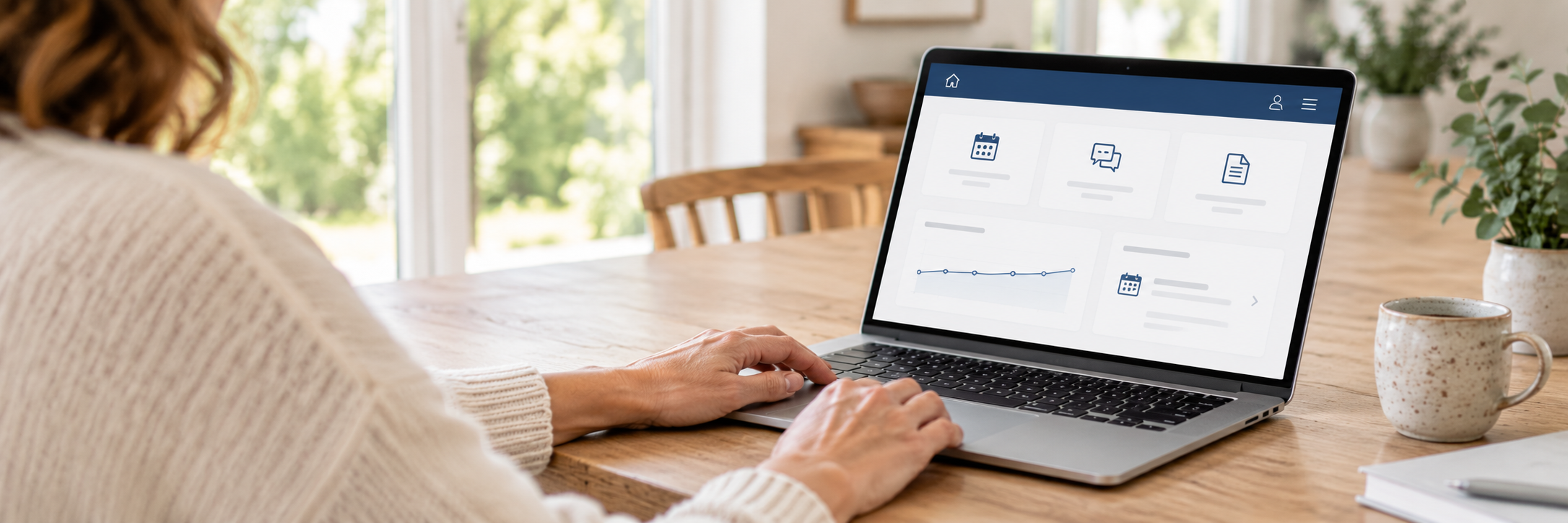 Laptop met een persoonlijke online zorgomgeving